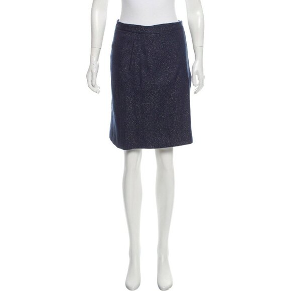 A.P.C. Blue & Gold Shimmering Herringbone Laura Pencil Skirt, 2/4 (US) NWT! - Picture 1 of 4
